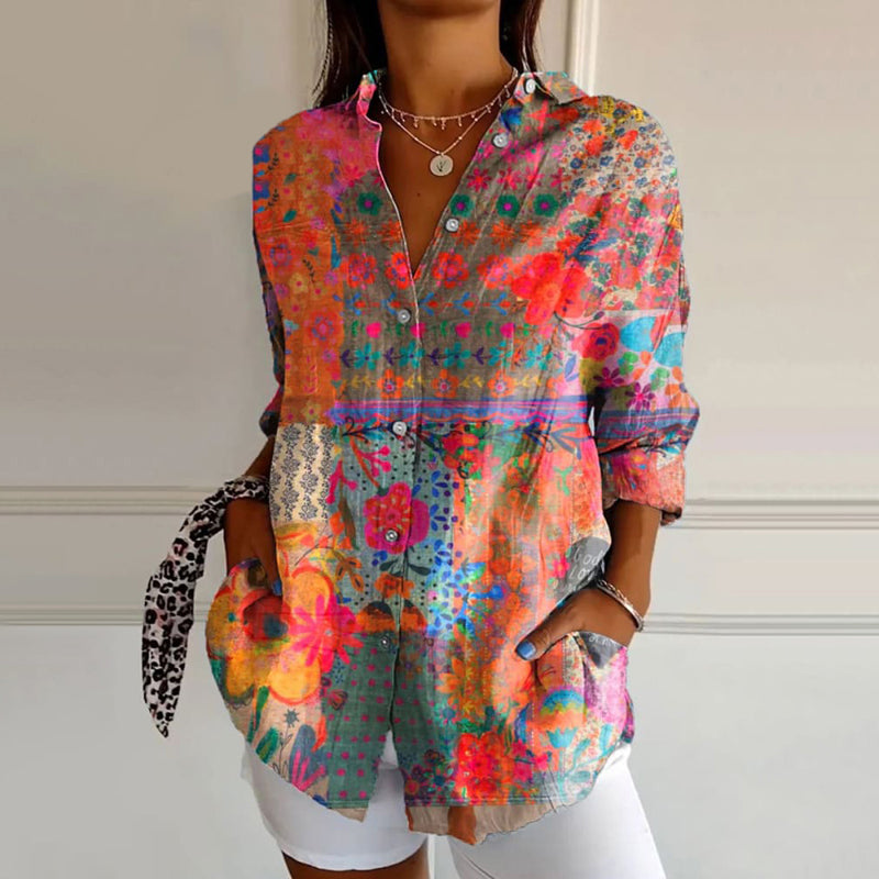 Genevieve™ - Vintage Floral Print Blouse