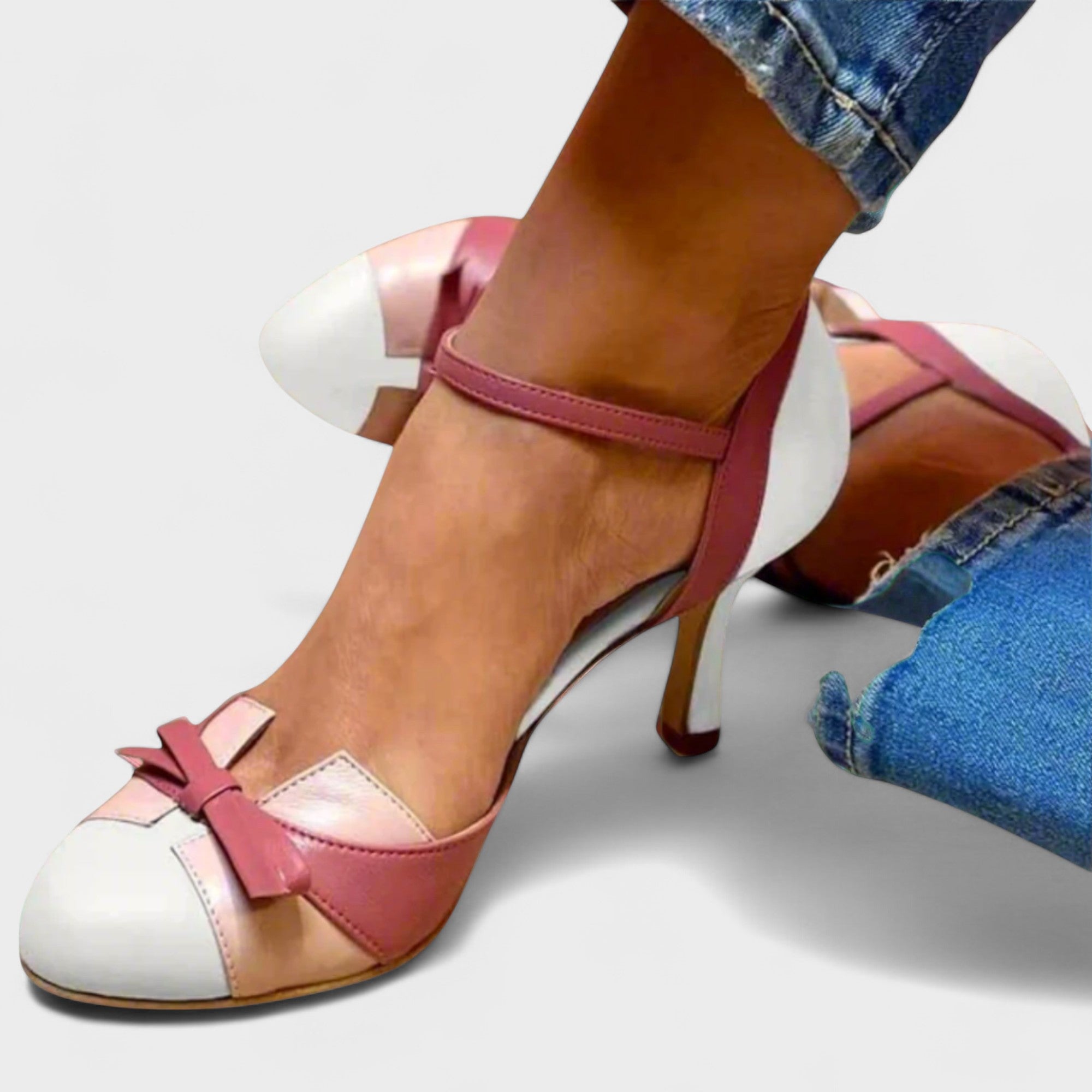Lysa | Colorblock Bow Strap Heels