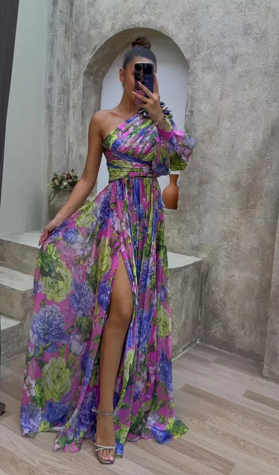 Alice - Flowy High Split Chiffon Maxi Dress