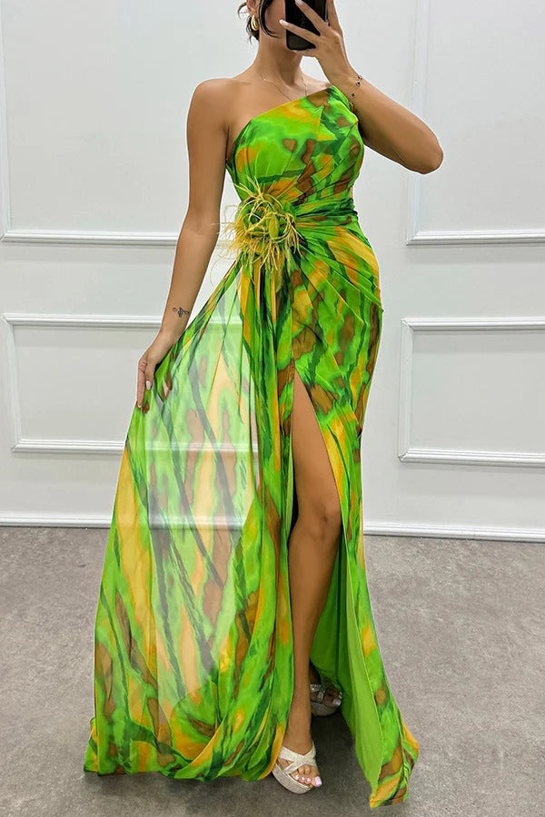 Eva - Trendy Skew Collar One Shoulder Party Dress