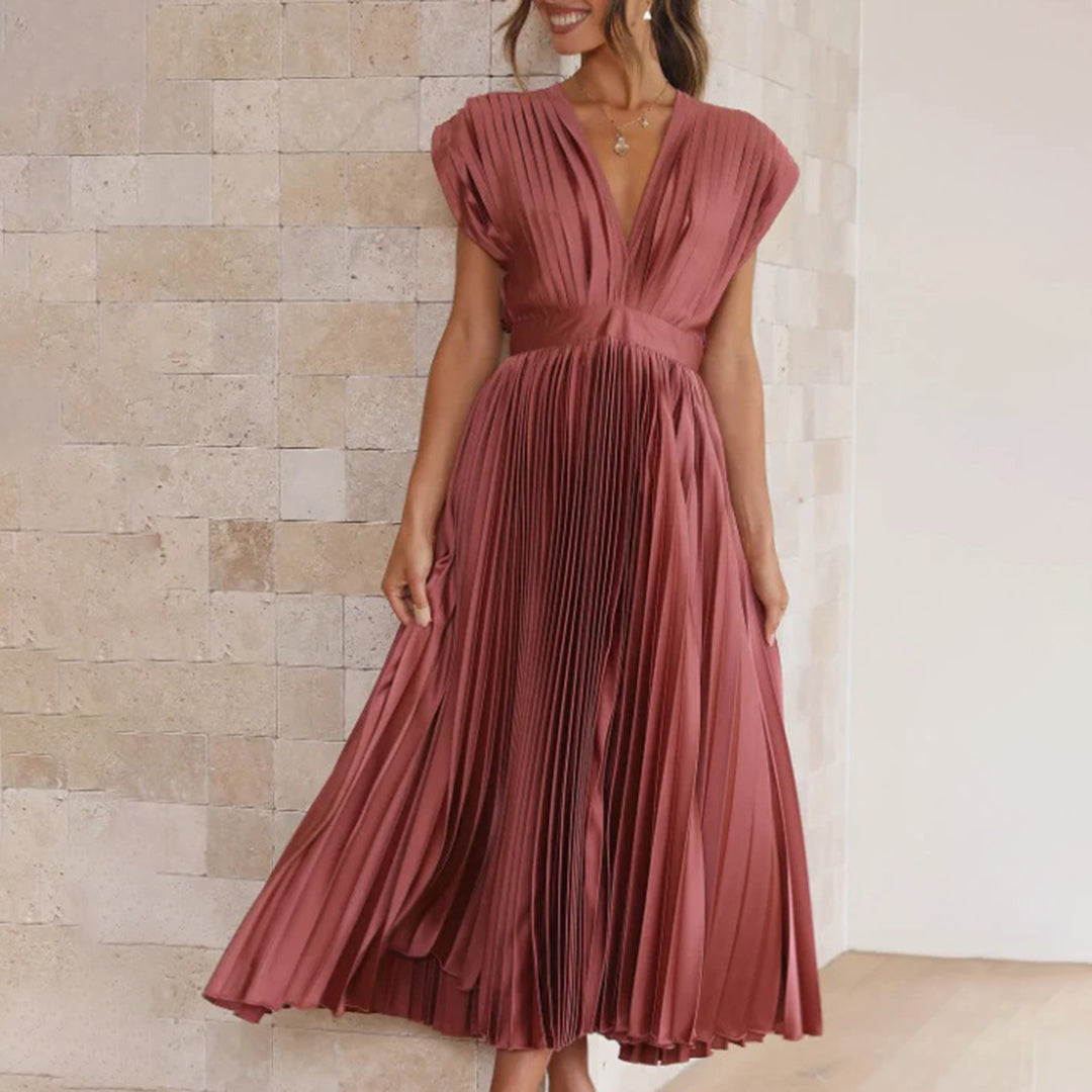Kinsley - Women's Deep V-neck Patchwork Party Dress