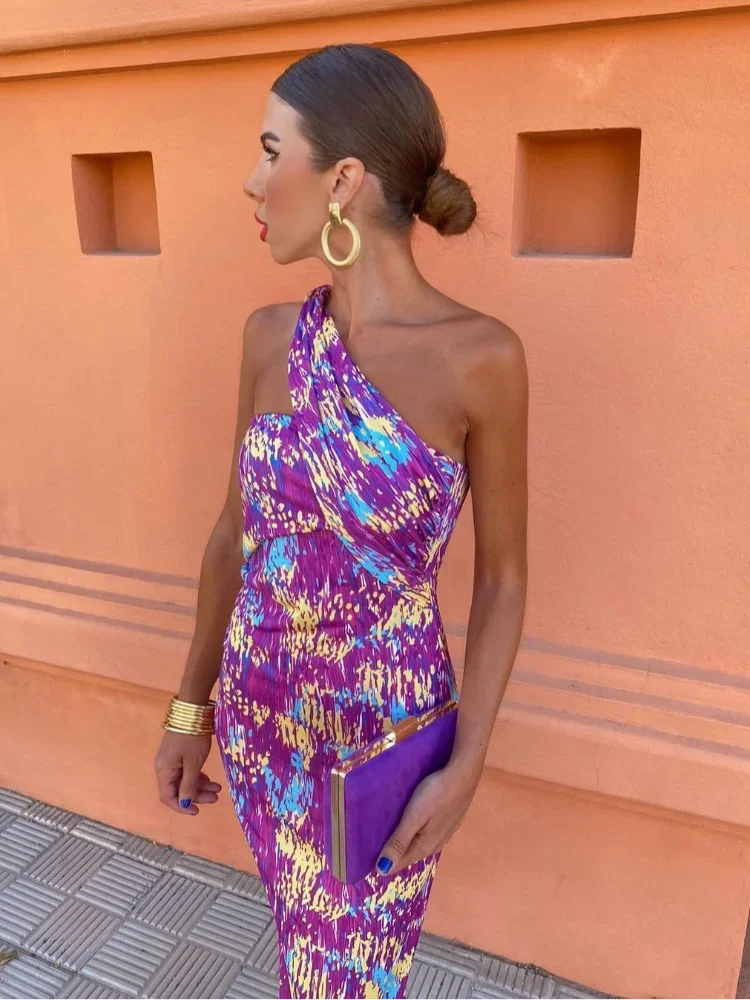 Allison - Vintage One-Shoulder Slim Fit Maxi Dress