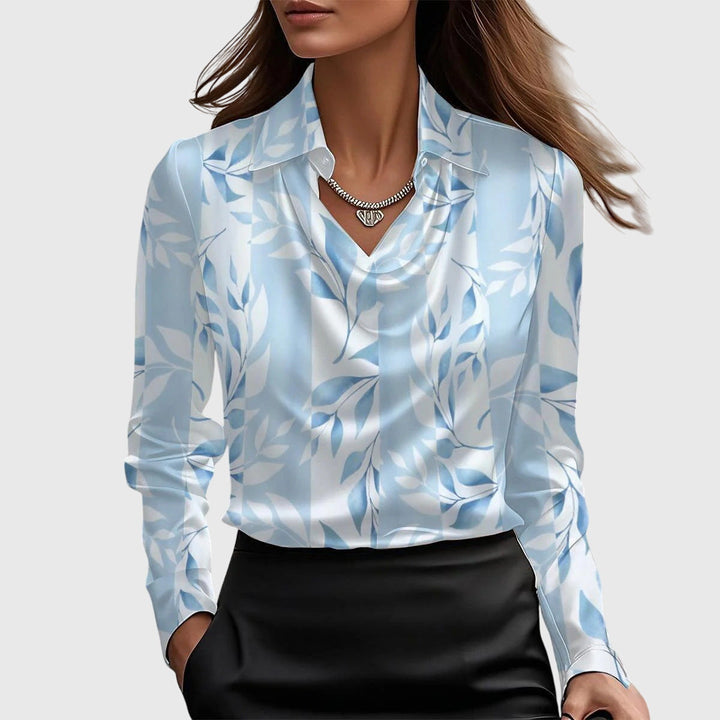 Sylvie | Lustrous Blouse With Pleated Neckline