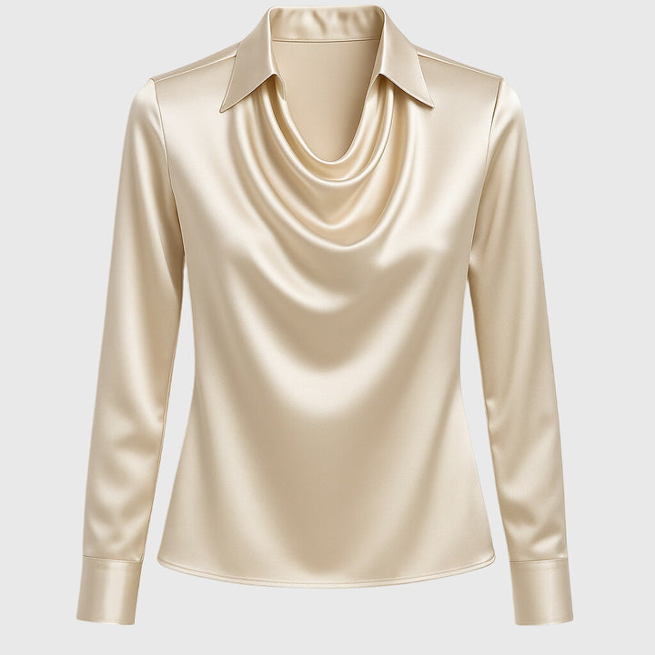 Sylvie | Lustrous Blouse With Pleated Neckline