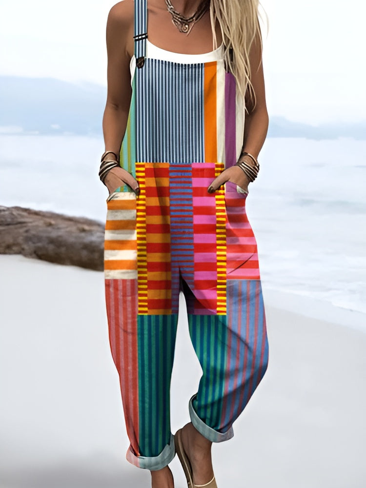 Lærke™ | Colorful Pop Stripe Overalls